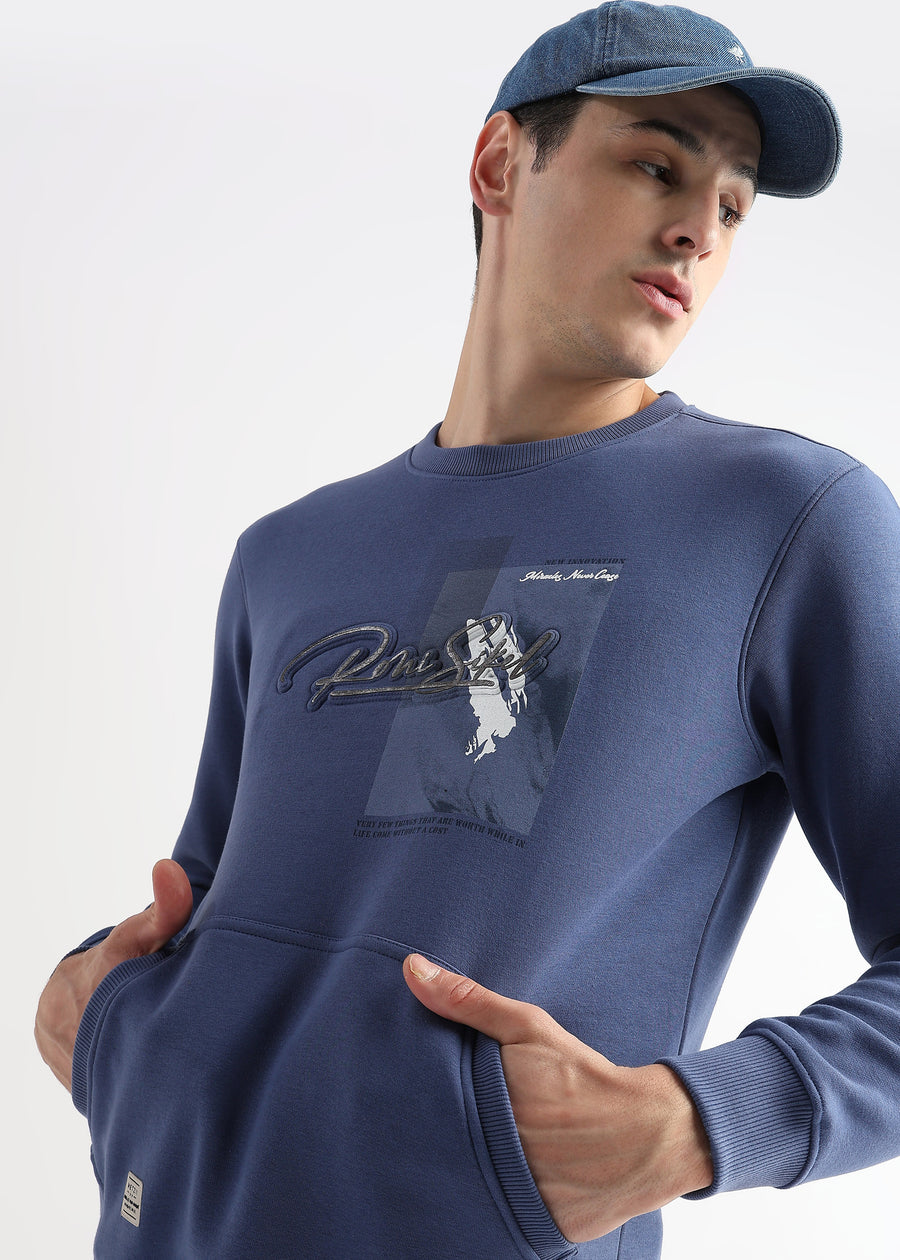 High density emboss print Delft Blue Sweatshirt