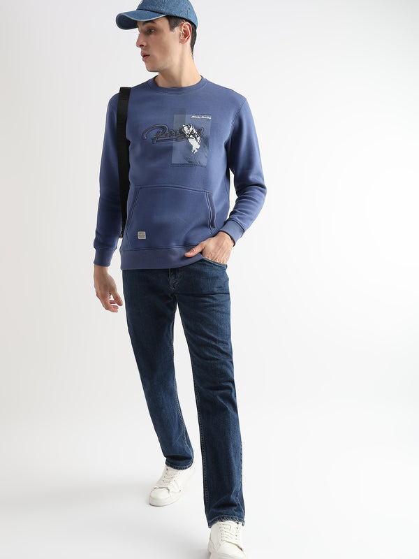 High density emboss print Delft Blue Sweatshirt