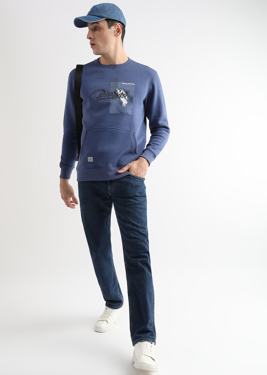High density emboss print Delft Blue Sweatshirt