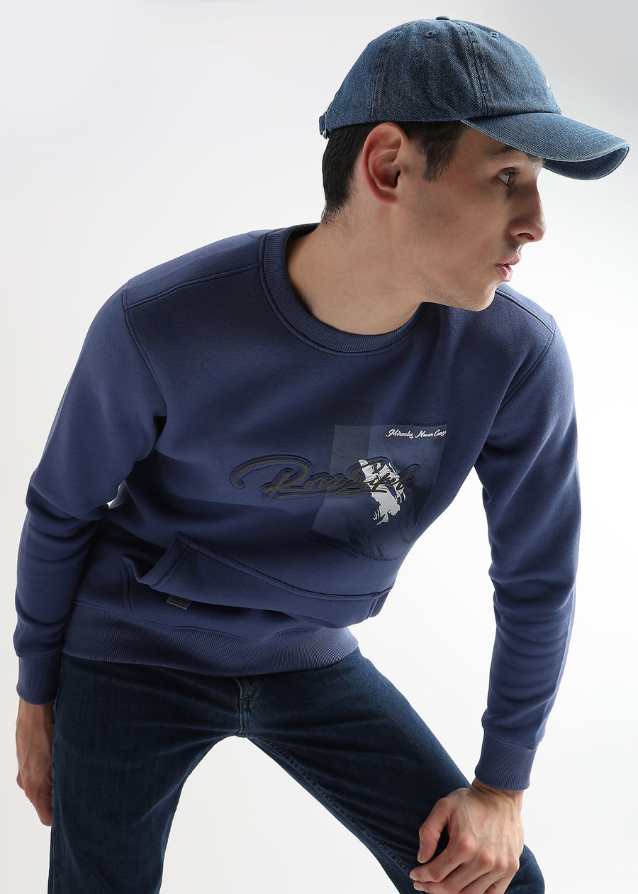 High density emboss print Delft Blue Sweatshirt