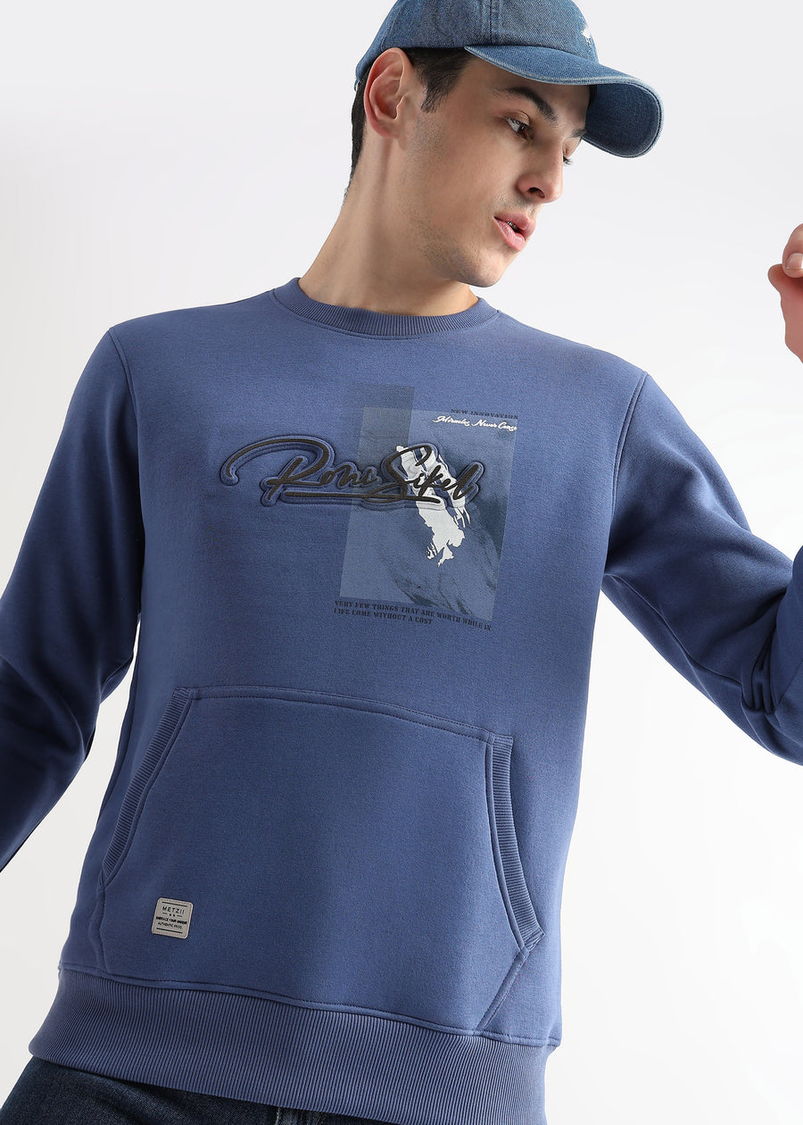 High density emboss print Delft Blue Sweatshirt