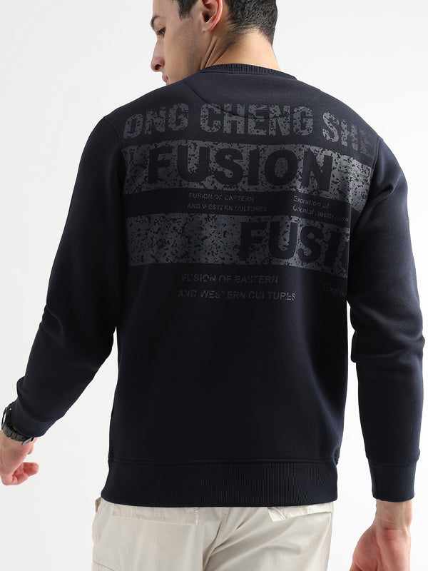 Embroided Patchwork Dark Saphire Sweatshirt