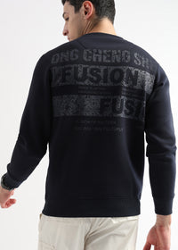 Embroided Patchwork Dark Saphire Sweatshirt
