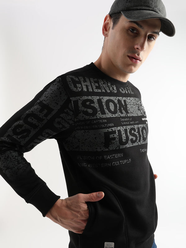 Embroided Patchwork Caviar Black Sweatshirt