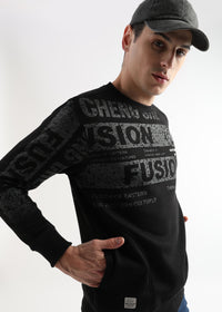 Embroided Patchwork Caviar Black Sweatshirt