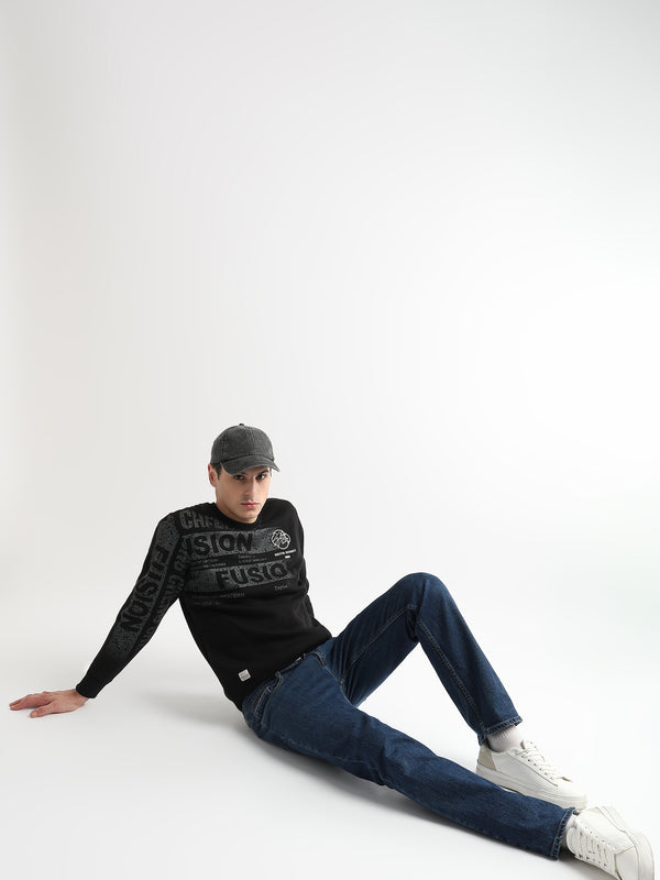 Embroided Patchwork Caviar Black Sweatshirt