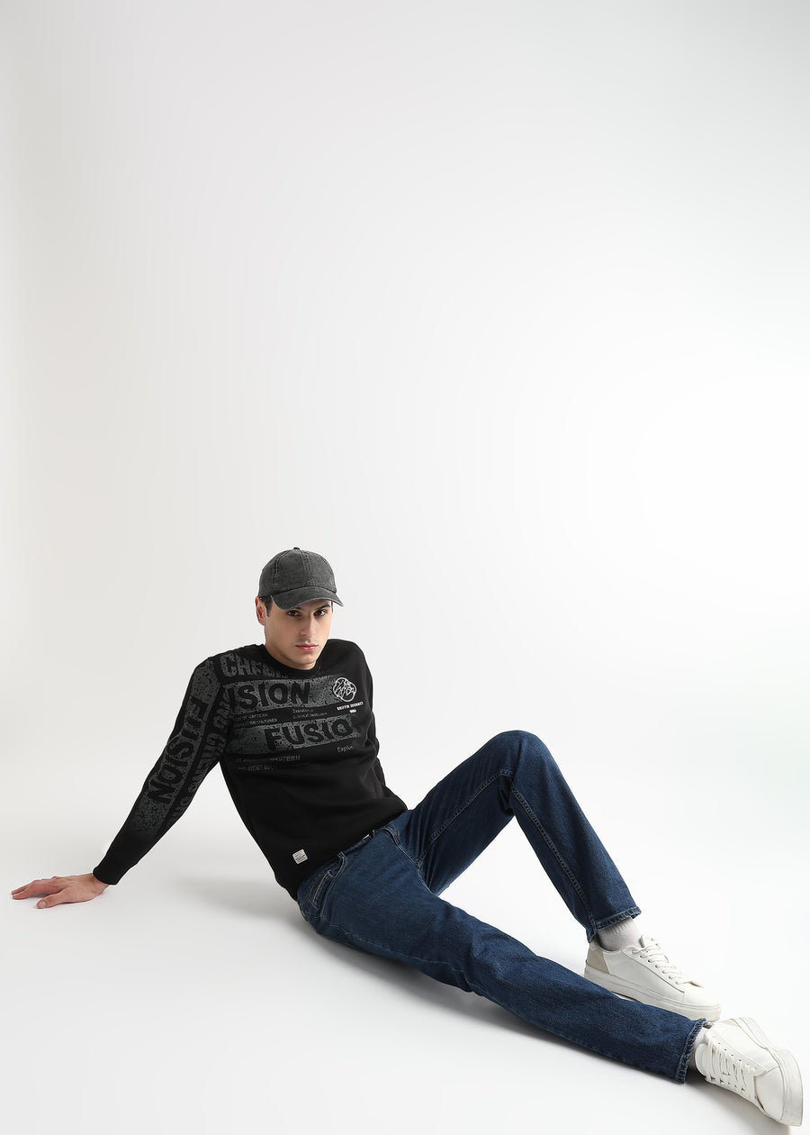 Embroided Patchwork Caviar Black Sweatshirt