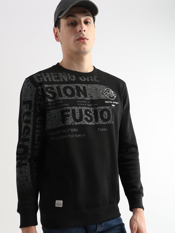 Embroided Patchwork Caviar Black Sweatshirt