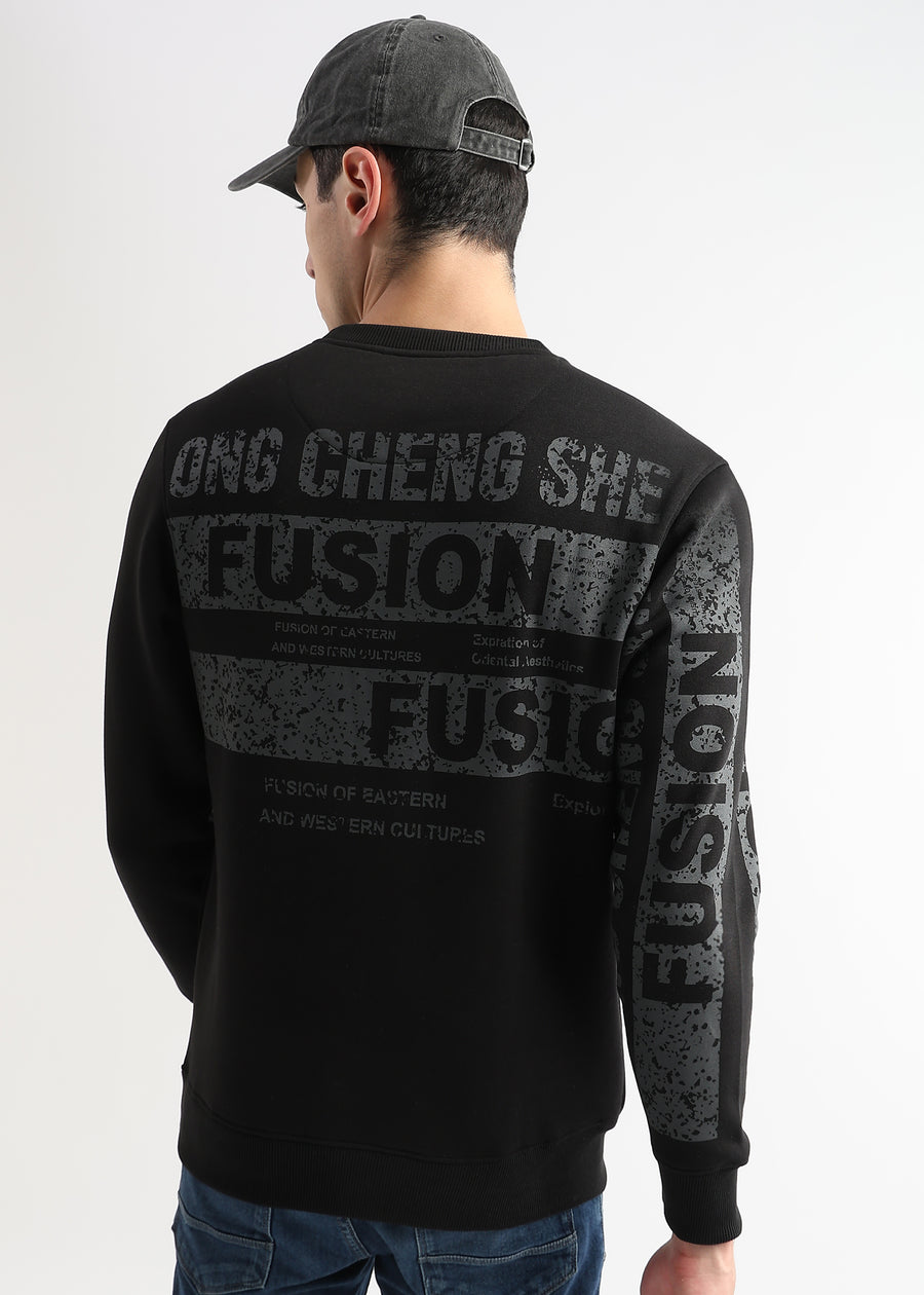 Embroided Patchwork Caviar Black Sweatshirt
