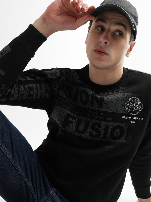 Embroided Patchwork Caviar Black Sweatshirt