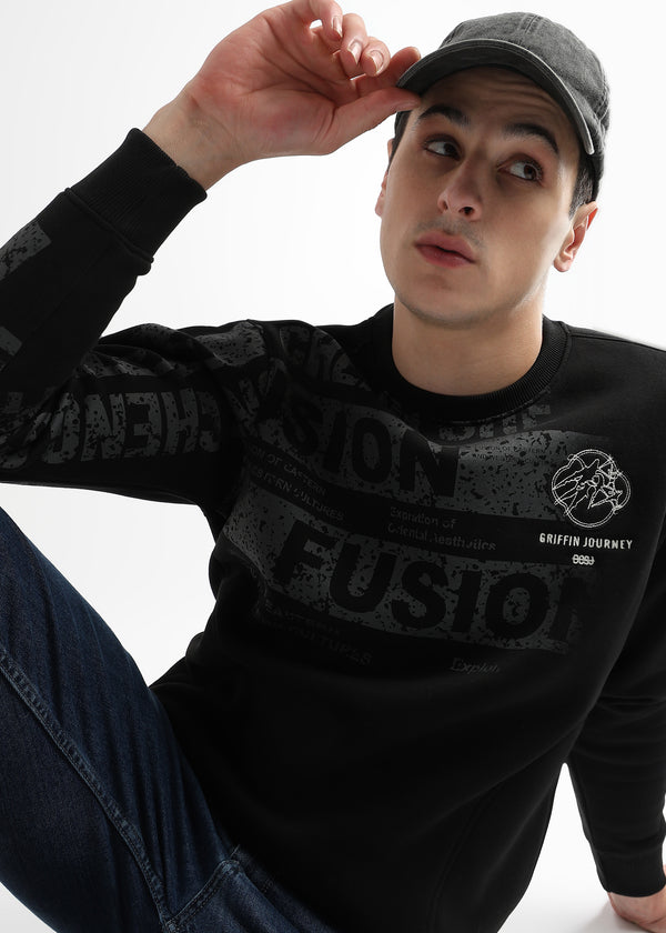Embroided Patchwork Caviar Black Sweatshirt
