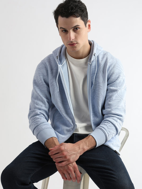 Self Printed Skyway Blue Hoodie