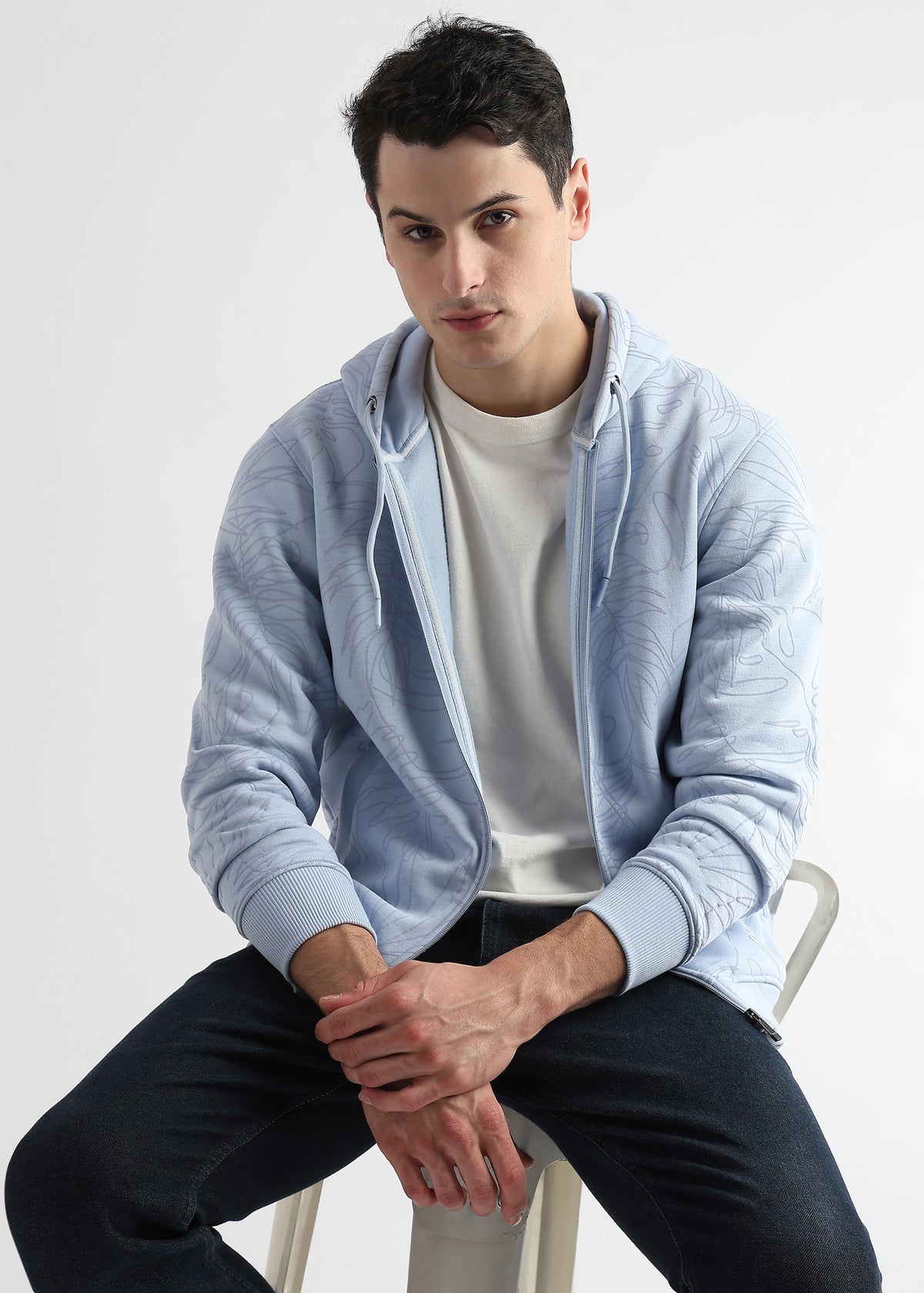 Self Printed Skyway Blue Hoodie