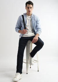 Self Printed Skyway Blue Hoodie