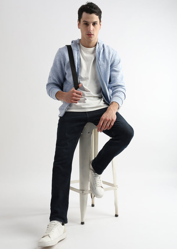 Self Printed Skyway Blue Hoodie