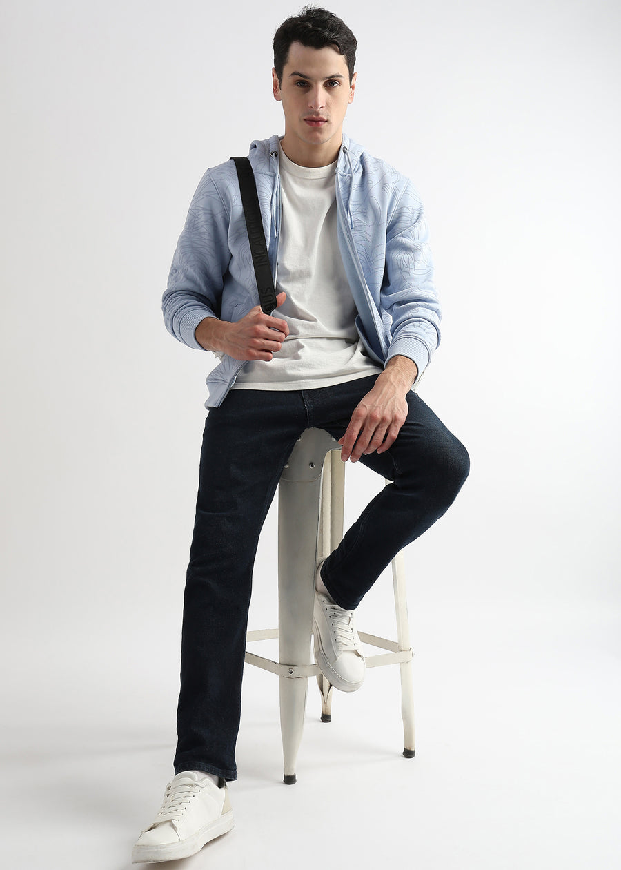Self Printed Skyway Blue Hoodie
