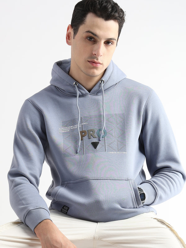 Sheet cut printed Dusty Blue Hoodie
