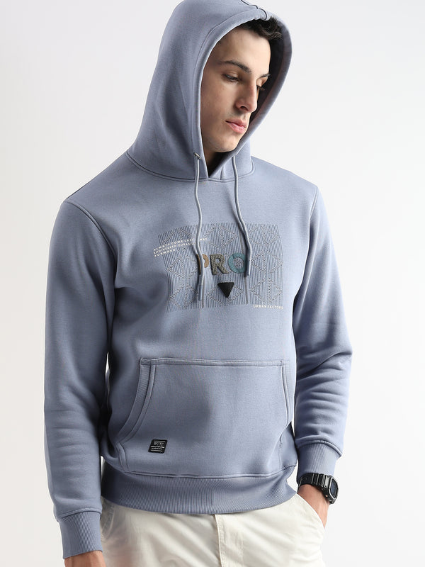 Sheet cut printed Dusty Blue Hoodie