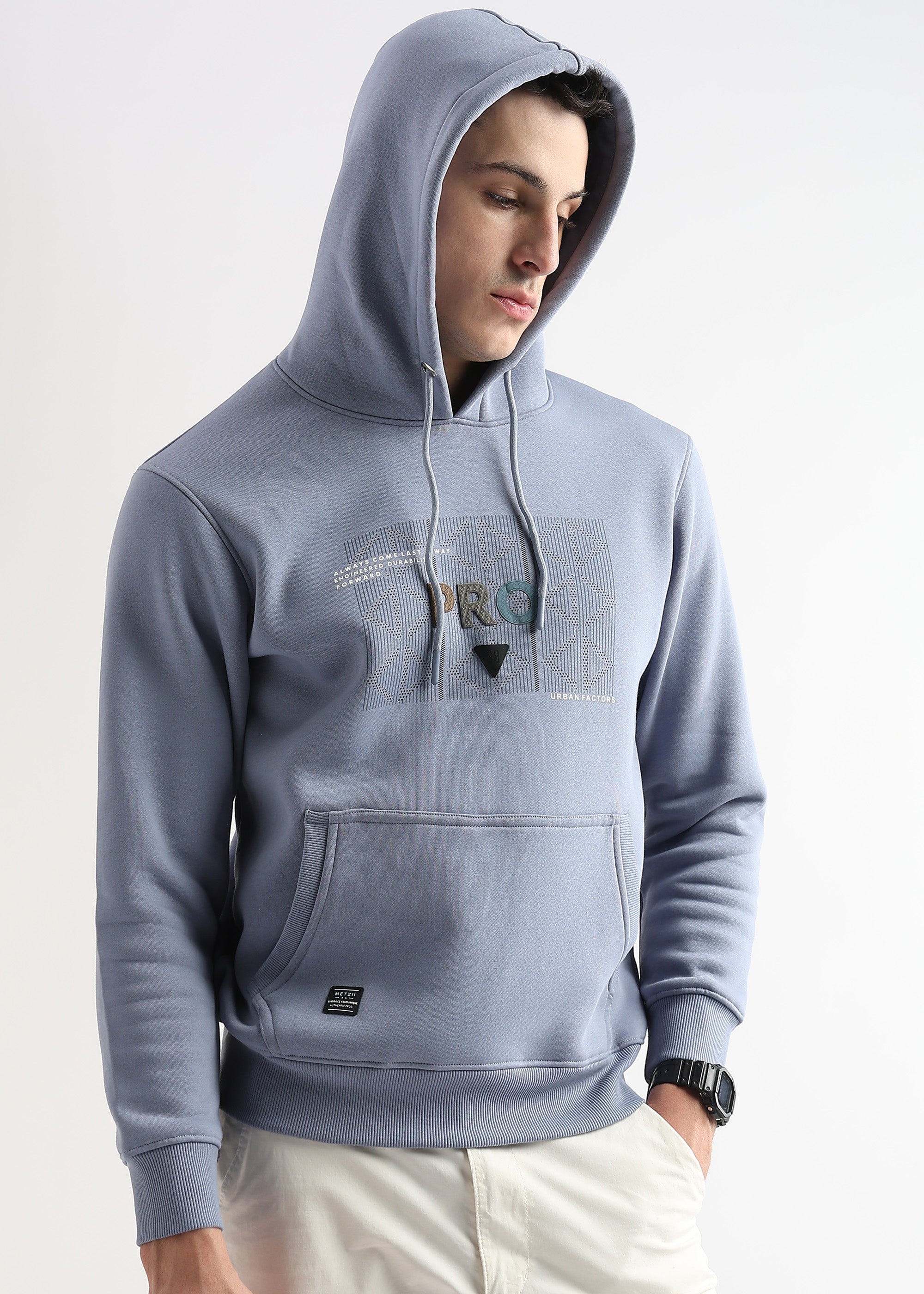Sheet cut printed Dusty Blue Hoodie