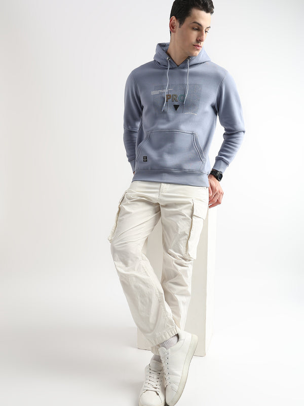 Sheet cut printed Dusty Blue Hoodie