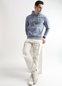 Sheet cut printed Dusty Blue Hoodie