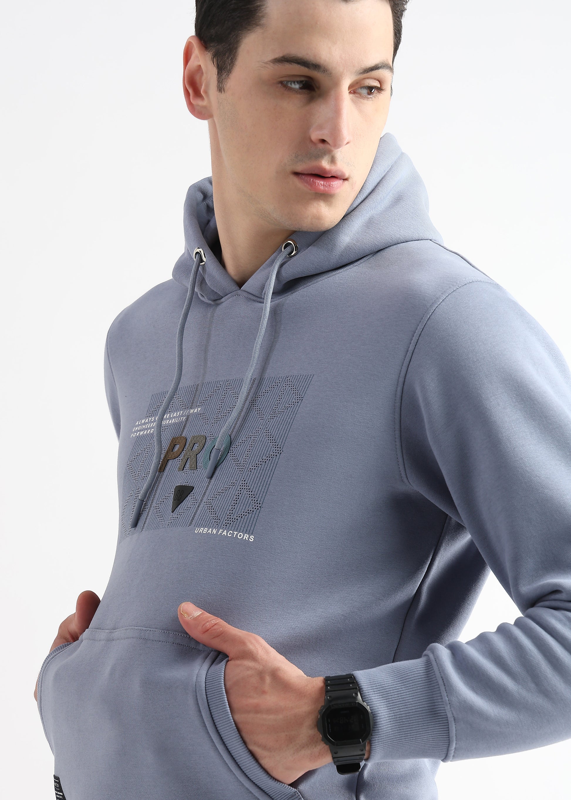 Sheet cut printed Dusty Blue Hoodie