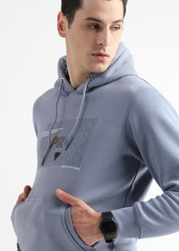 Sheet cut printed Dusty Blue Hoodie