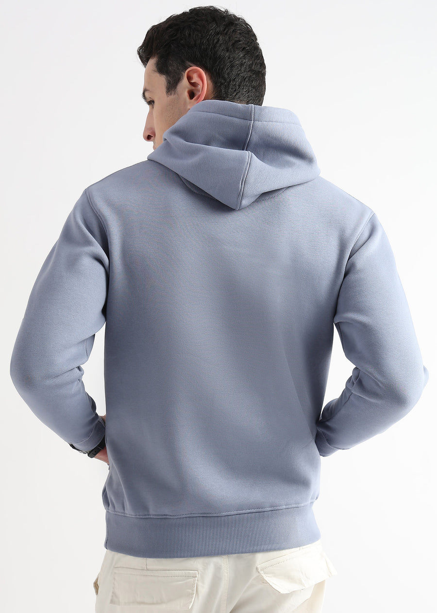 Sheet cut printed Dusty Blue Hoodie