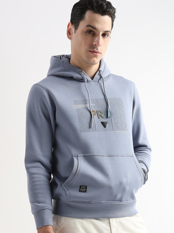 Sheet cut printed Dusty Blue Hoodie