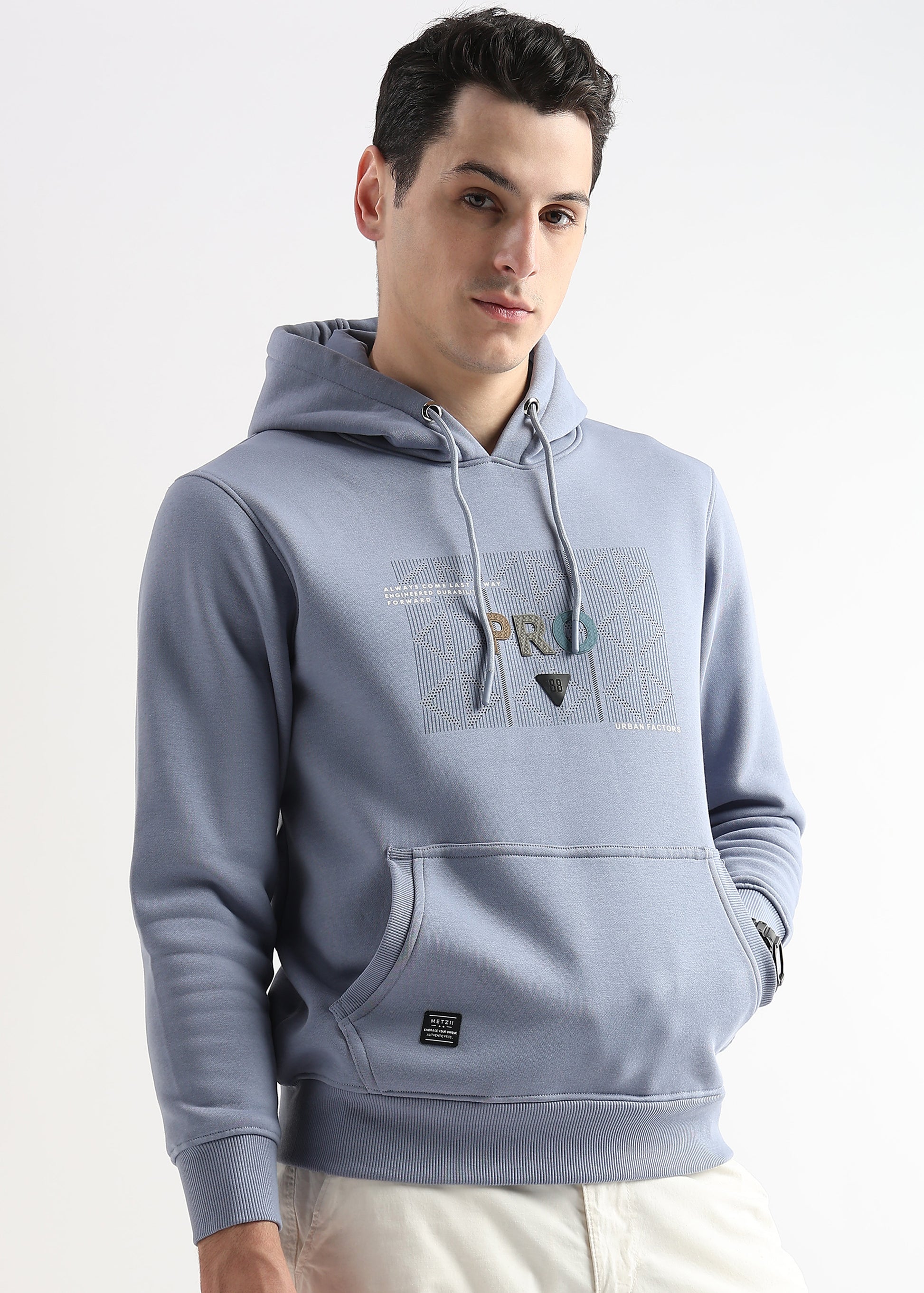Sheet cut printed Dusty Blue Hoodie