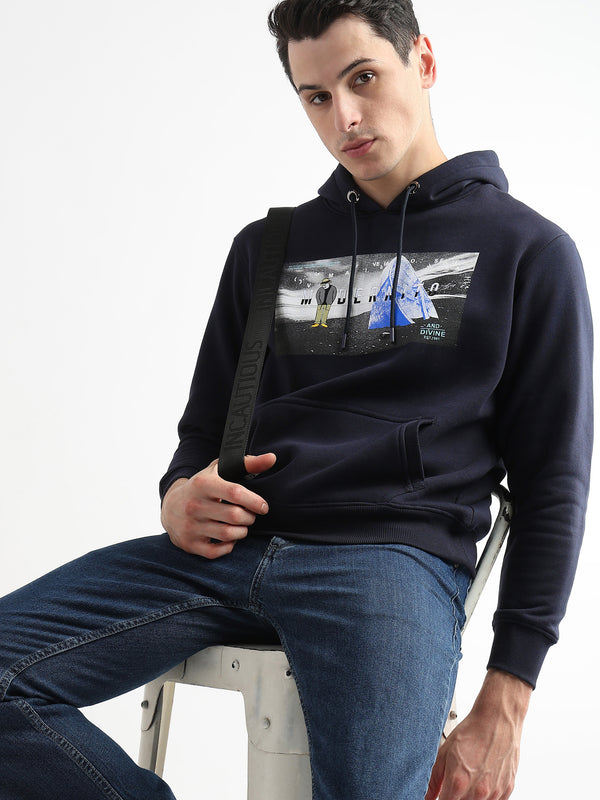 Embroided Print Sky Captain Cotton Hoodie