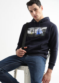 Embroided Print Sky Captain Cotton Hoodie