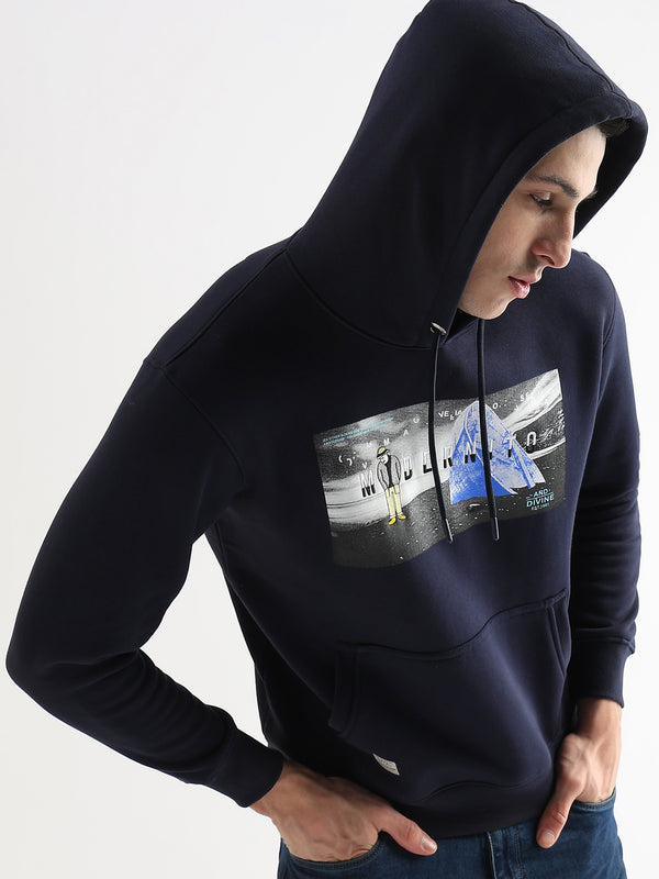 Embroided Print Sky Captain Cotton Hoodie