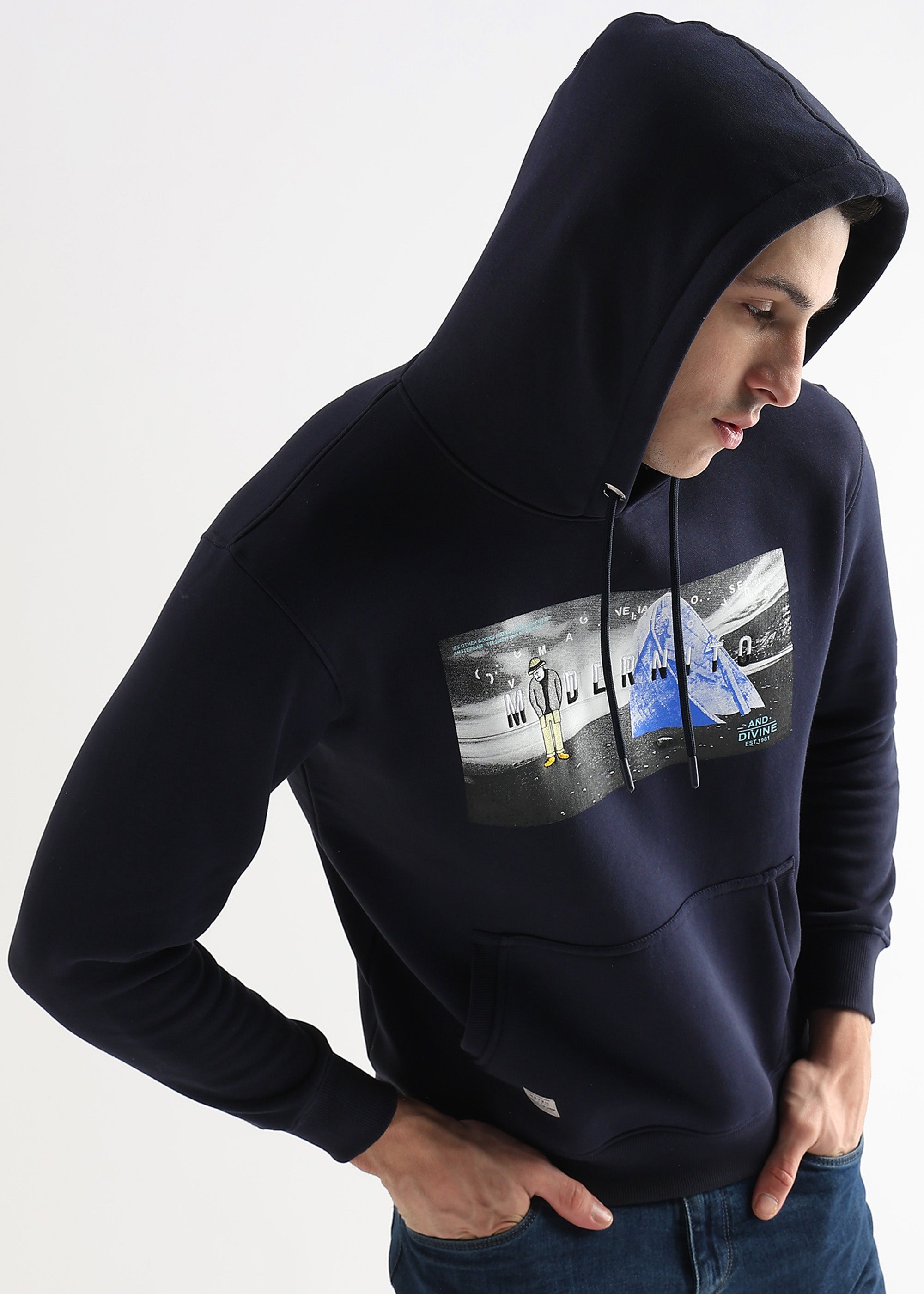 Embroided Print Sky Captain Cotton Hoodie