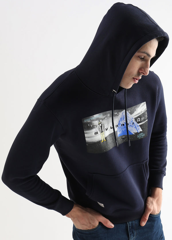 Embroided Print Sky Captain Cotton Hoodie