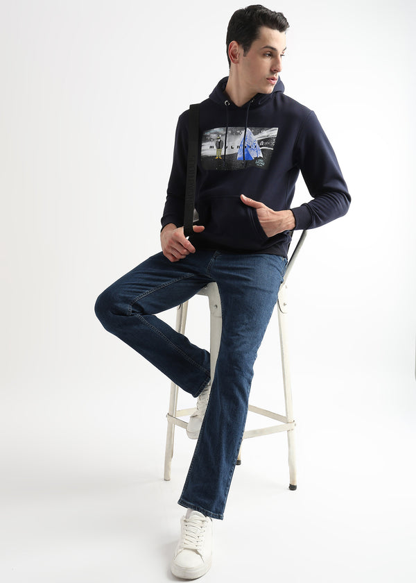 Embroided Print Sky Captain Cotton Hoodie