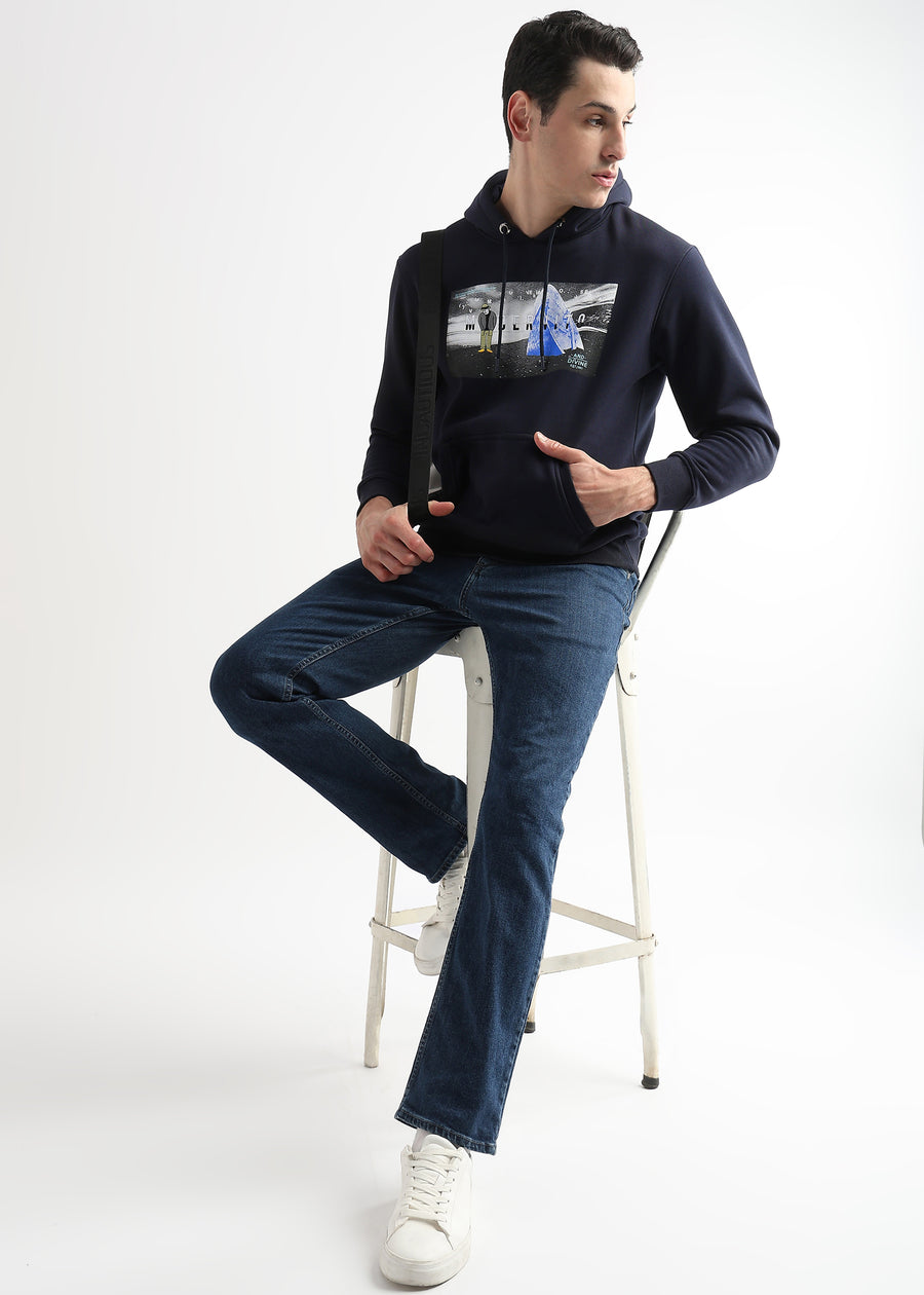 Embroided Print Sky Captain Cotton Hoodie