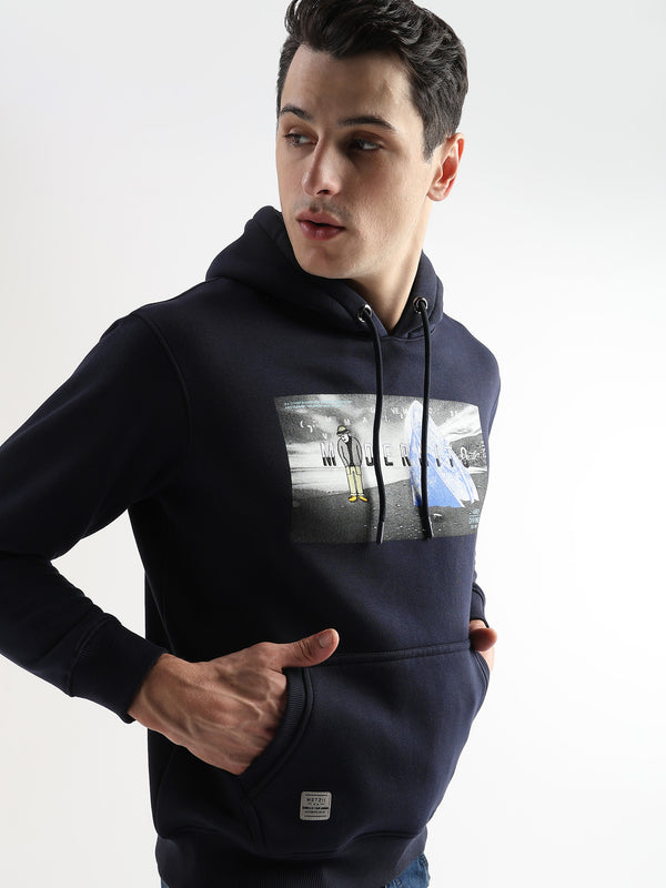 Embroided Print Sky Captain Cotton Hoodie