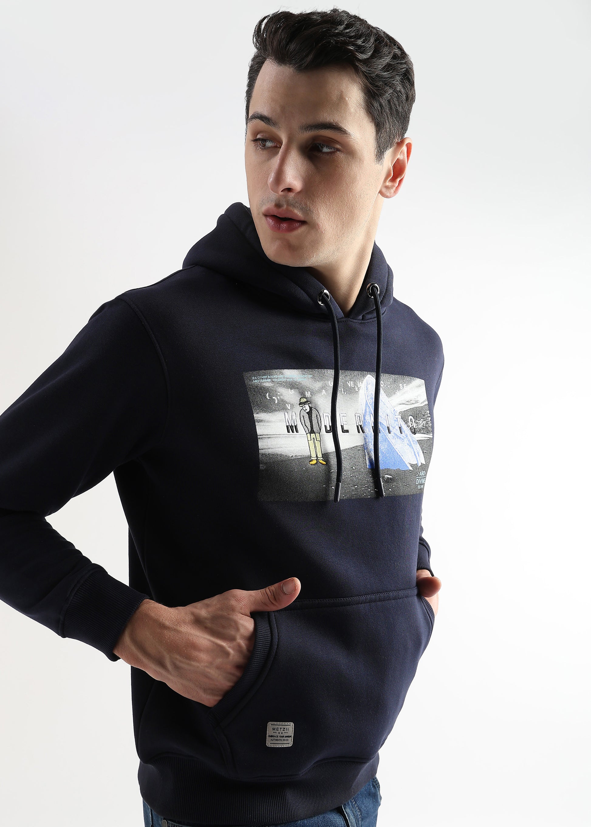 Embroided Print Sky Captain Cotton Hoodie