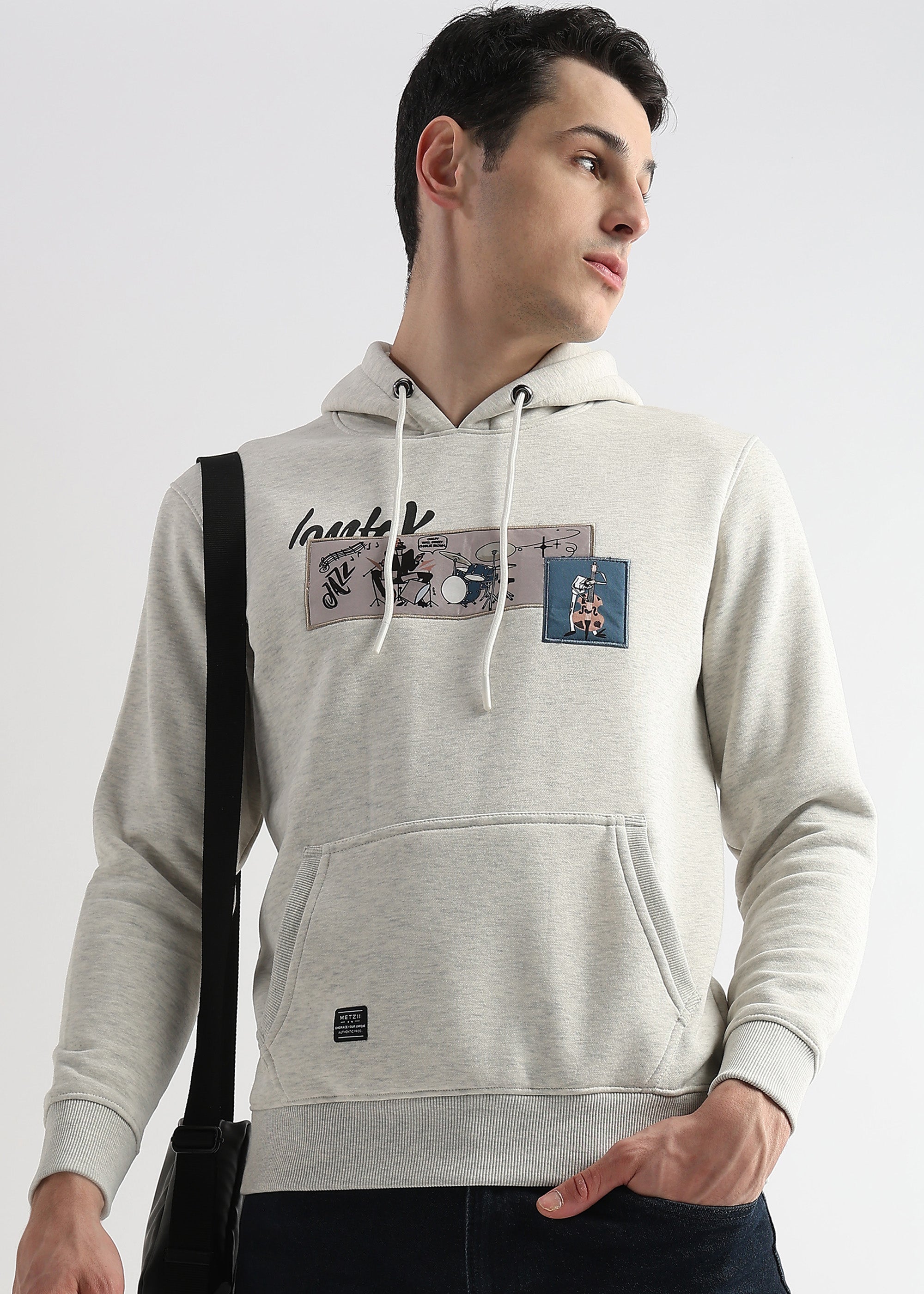 Patchwork Pelican Gray Cotton hoodie
