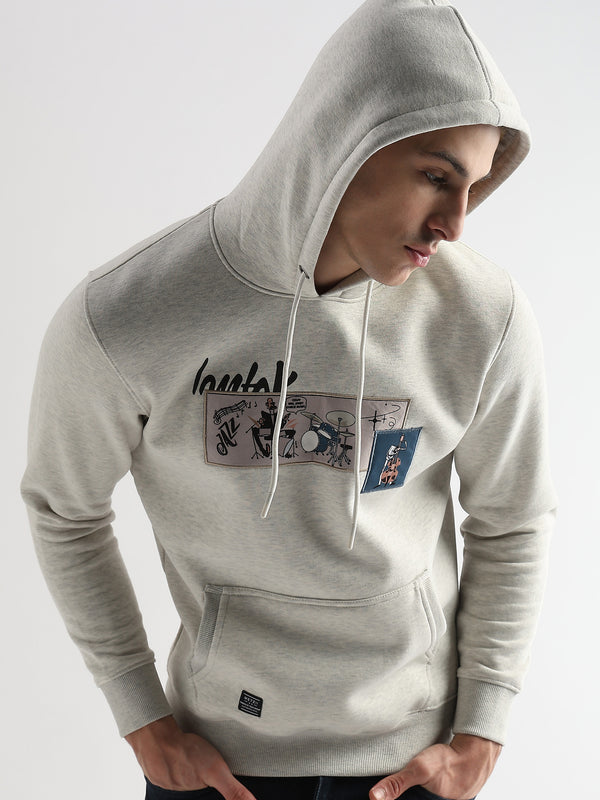 Patchwork Pelican Gray Cotton hoodie