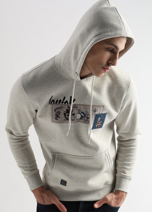 Patchwork Pelican Gray Cotton hoodie
