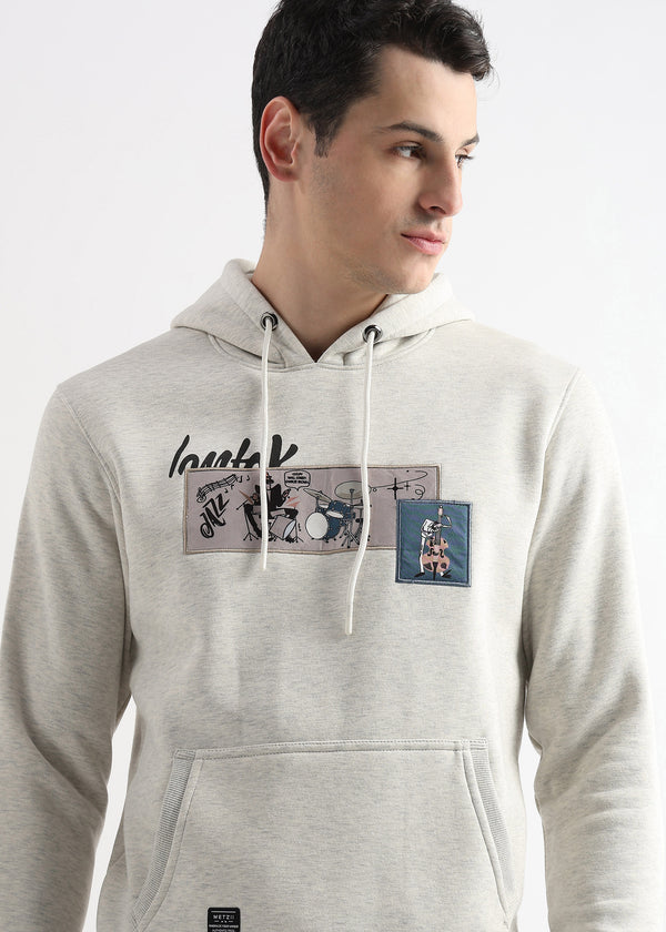 Patchwork Pelican Gray Cotton hoodie