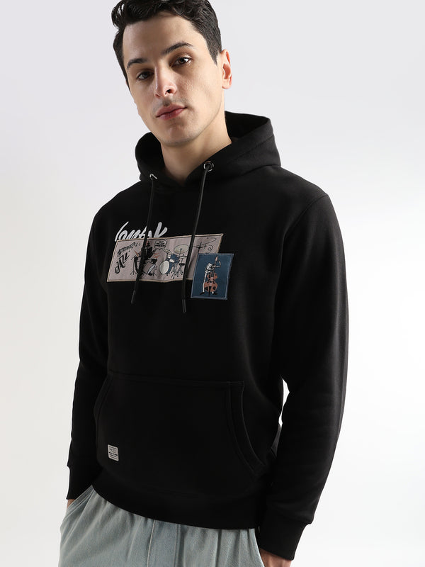 Patchwork Caviar Black Cottonhoodie