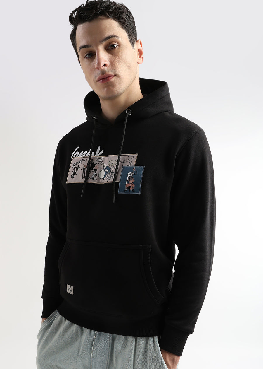 Patchwork Caviar Black Cottonhoodie
