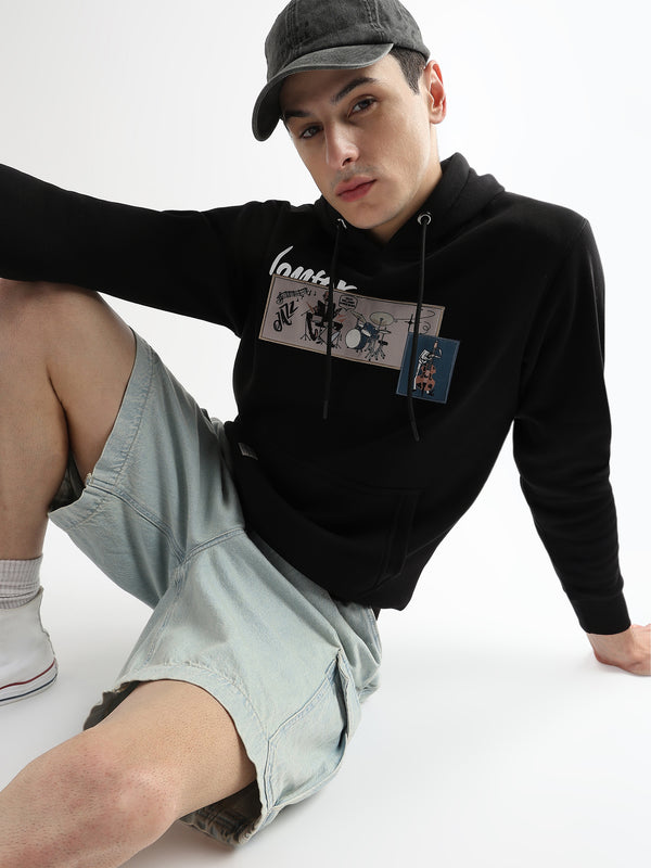 Patchwork Caviar Black Cottonhoodie