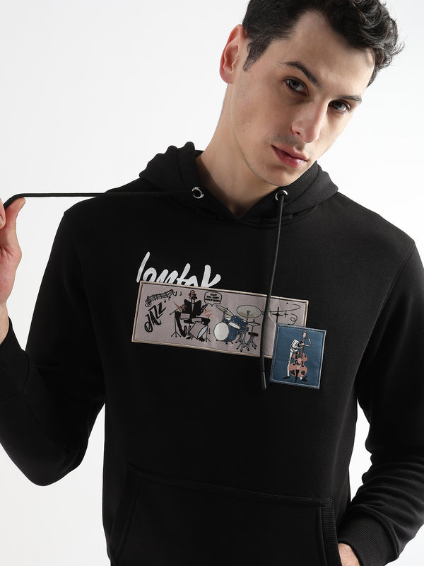 Patchwork Caviar Black Cottonhoodie