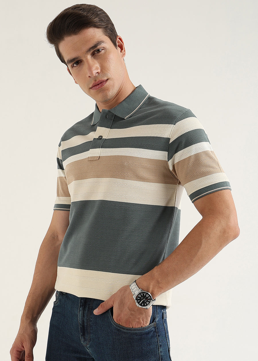 Riviera Slate Knit Polo T-Shirt