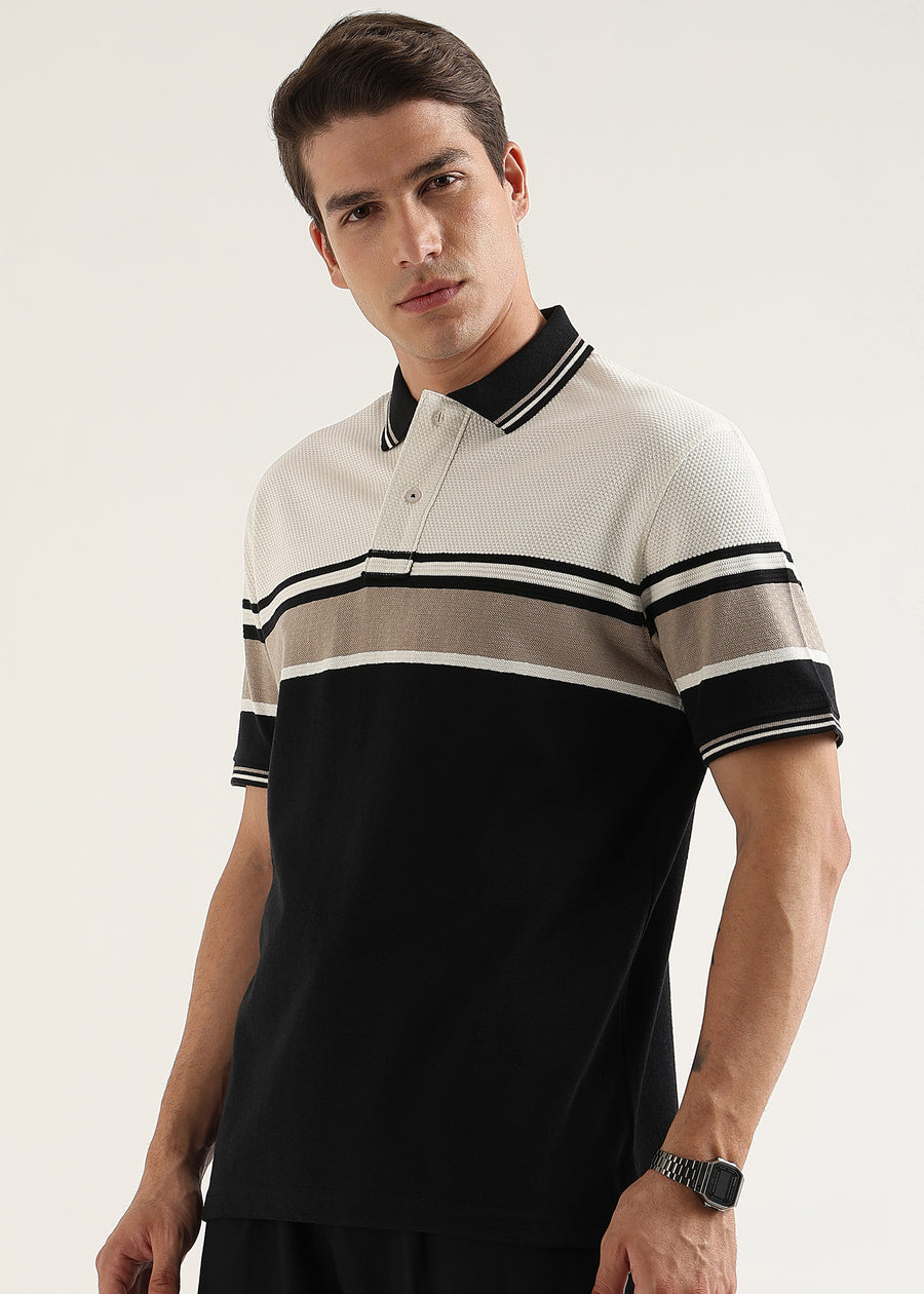 Monaco Noir Structured Polo T-Shirt