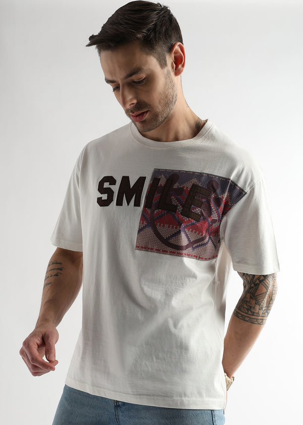 Star White Smile Graphic Oversized